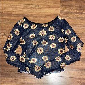 Floral Mesh Long Sleeve Top from SHEIN
